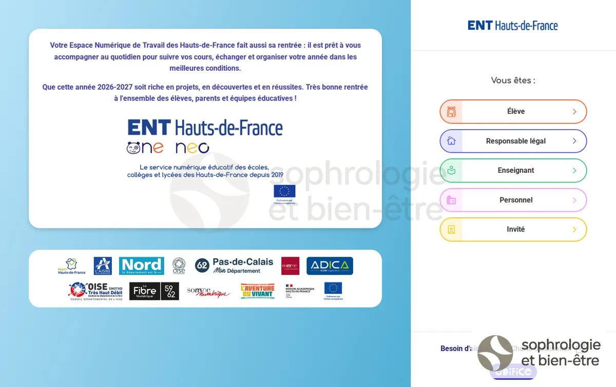 Capture : Edifice - Connexion ENT HDF, accès à votre espace scolaire