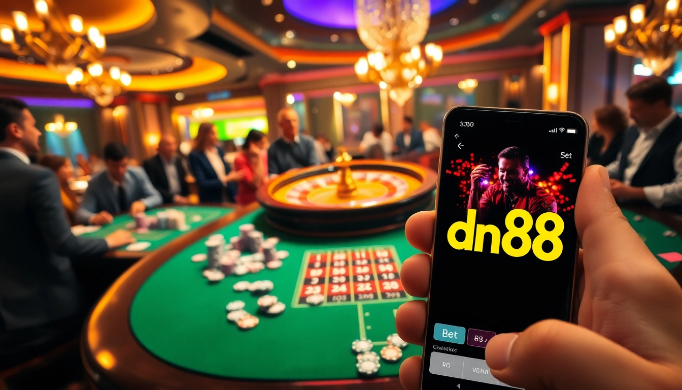 Engaging scene showcasing excitement at a gaming table, highlighting the dn88 bet app.