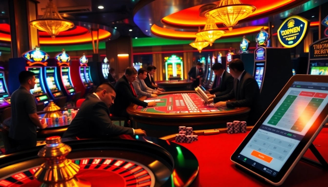 Vivez des moments palpitants sur les sites de paris sportifs dans un cadre de casino excitant, avec des tables animées.