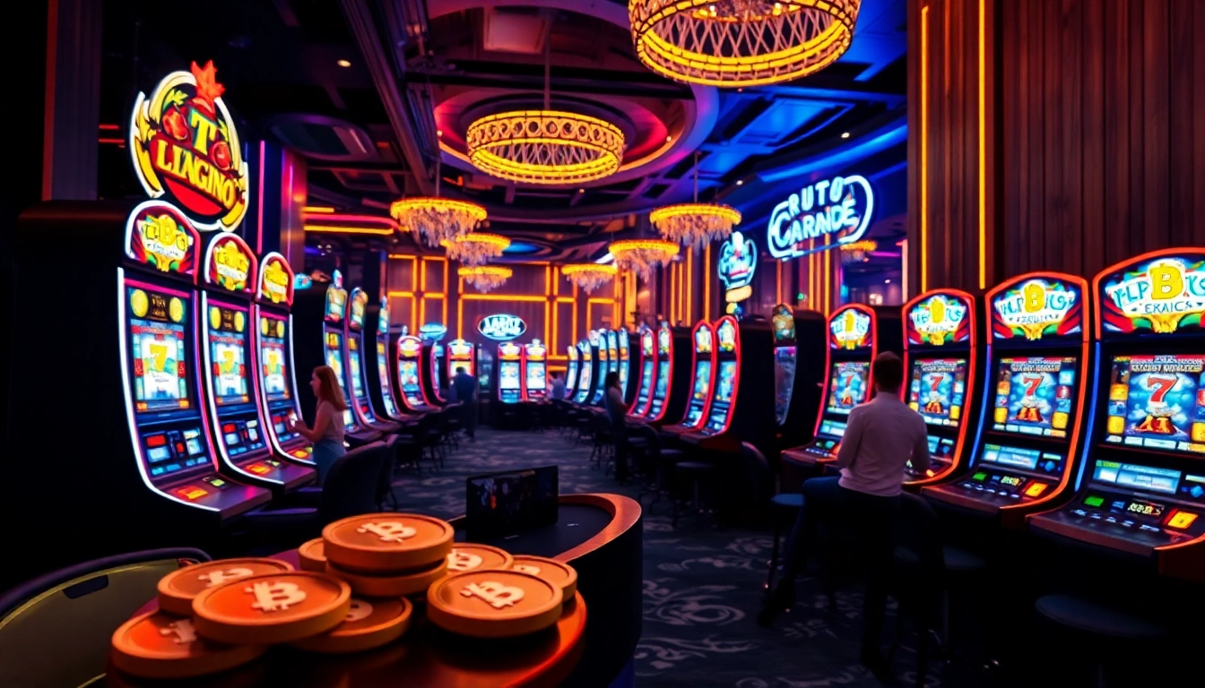 Les joueurs s'engagent dans des jeux de casino en ligne crypto avec des éléments lumineux.