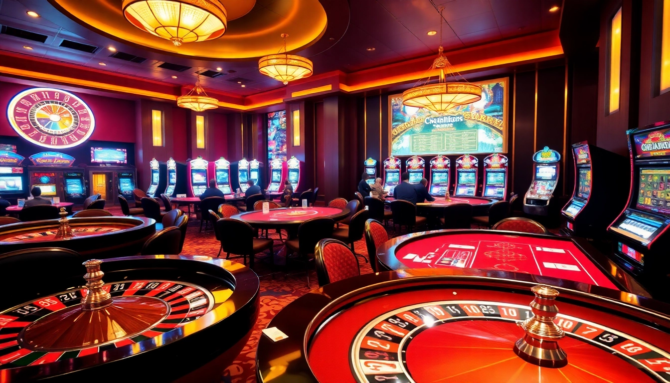 Experience the thrill of winning at 555win com with vibrant casino visuals featuring poker tables and roulette wheels.