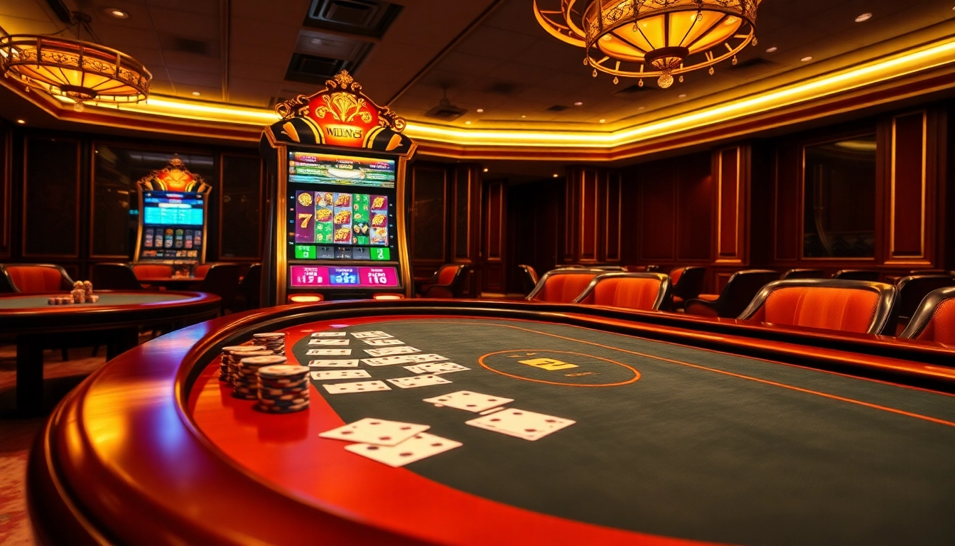 Players enjoying thrilling games at rik vip's luxurious online casino, showcasing chips and cards.