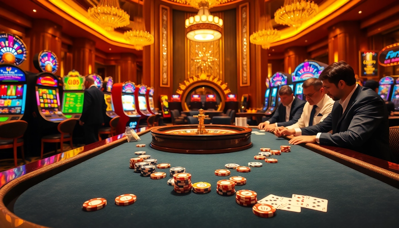 Experience the excitement of a luxurious casino with a roulette wheel, chips, and cards at https://fabet.best/.