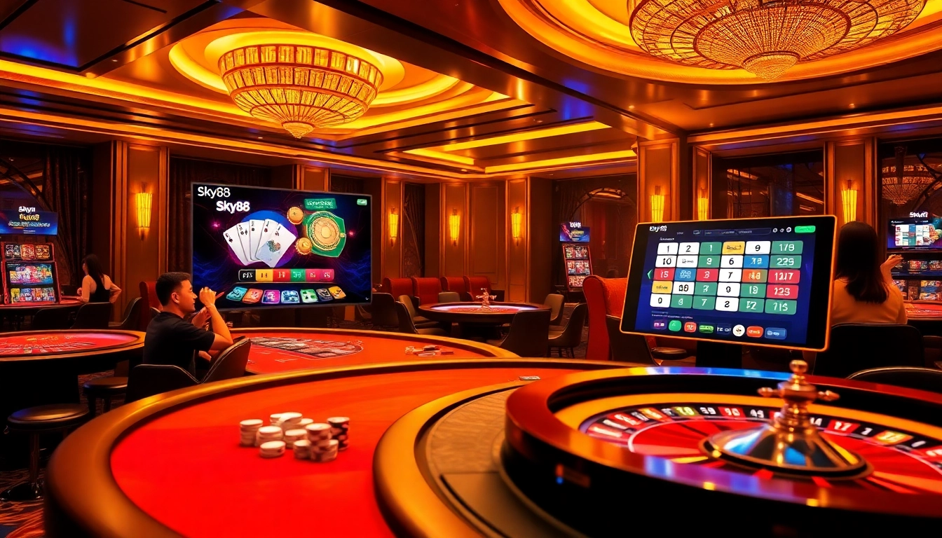 Engage in thrilling gameplay at https://sky88.domains/, featuring vibrant casino tables and interactive digital interfaces.