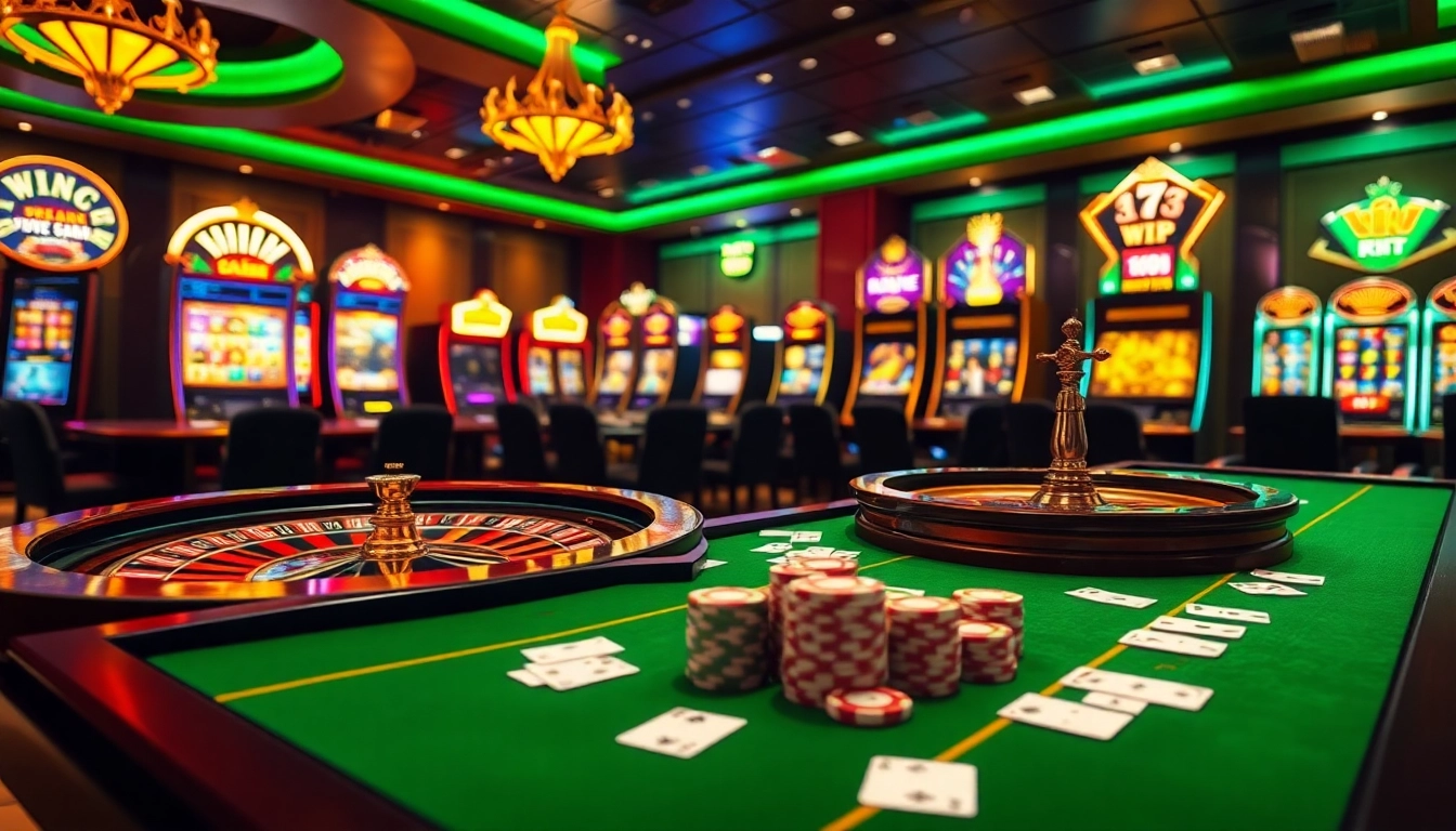 Experience thrilling online gambling at Rik VIP with vibrant casino tables and exciting slot machines.